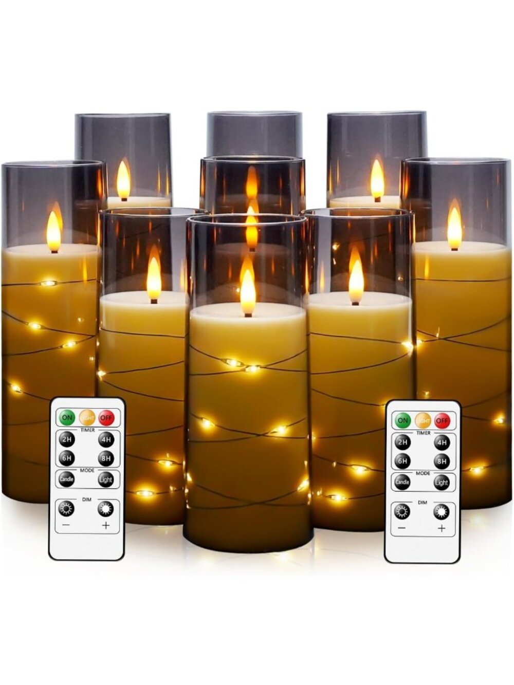 9-Pc Flameless LED Candles with Timer - Flickering Battery Operated Decor for